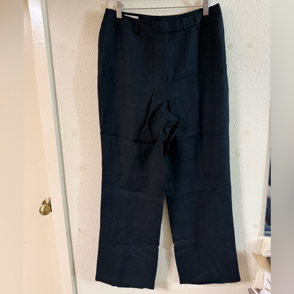 Women’s 364 Brooks Brothers Irish Linen Blend wide-leg pants black & Gary Size 1